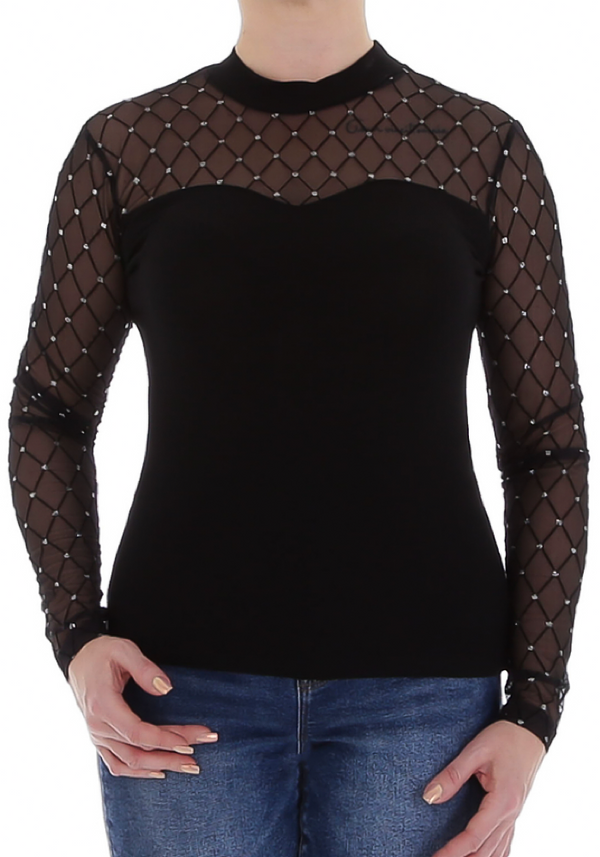 Mamens mesh blouse - black