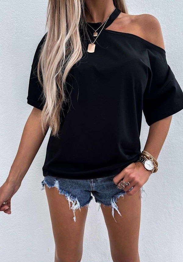 Valsa offshoulder t-shirt - black