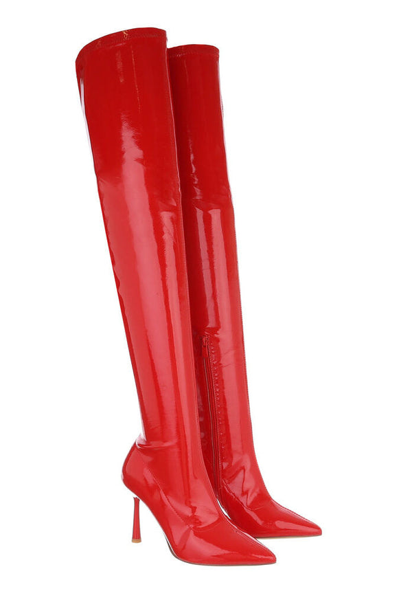 Veronica patent overknees - red