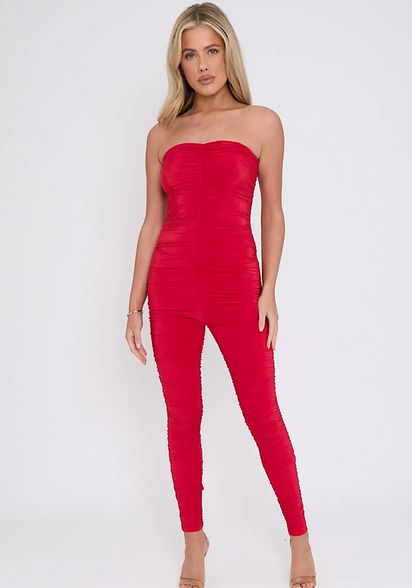 Tady strapless jumpsuit - red