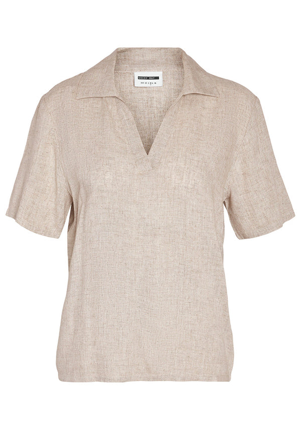 Leilani linen shirt - beige short sleeve