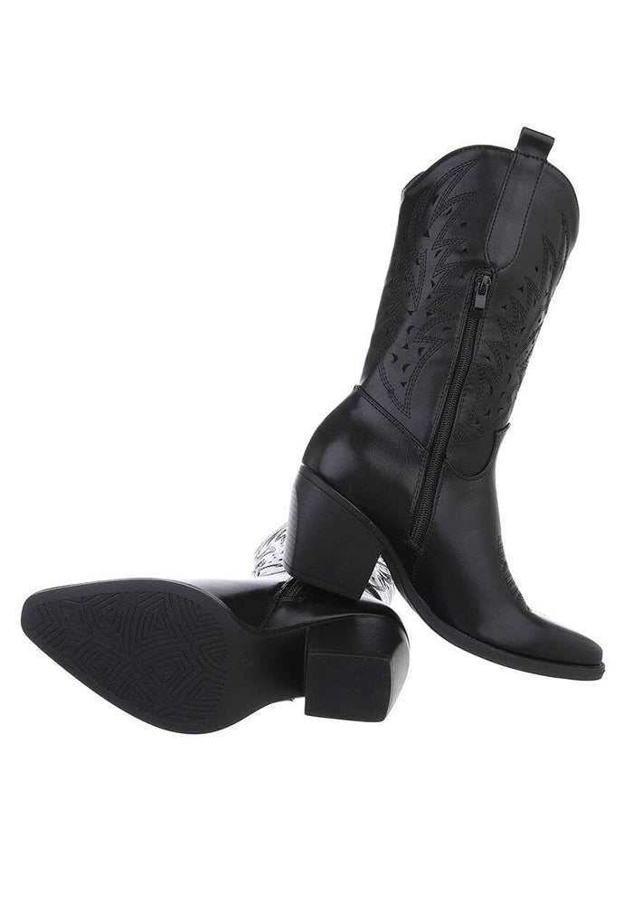 Sissily western boots - black pvc