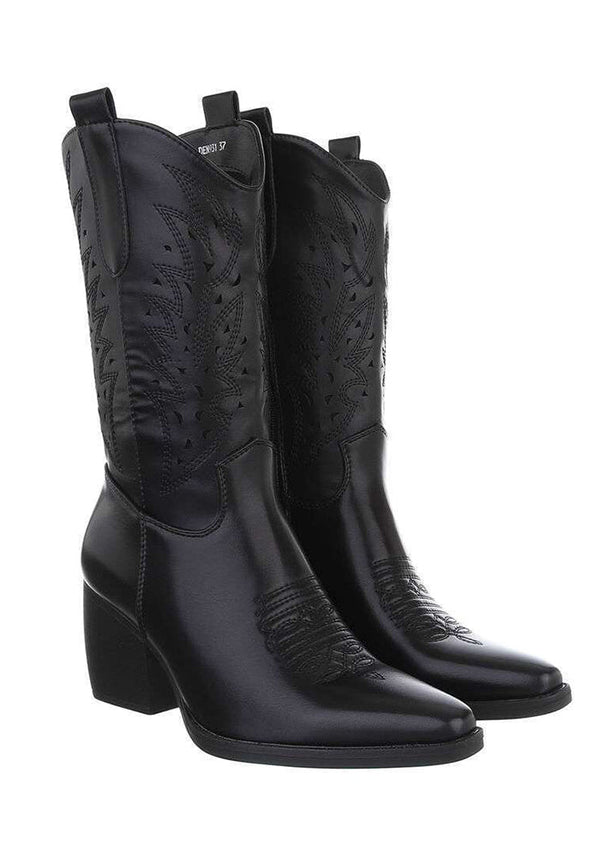 Sissily western boots - black pvc